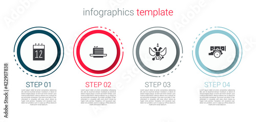 Set Calendar 12 june, Medovik, National emblem of Russia and Cannon. Business infographic template. Vector