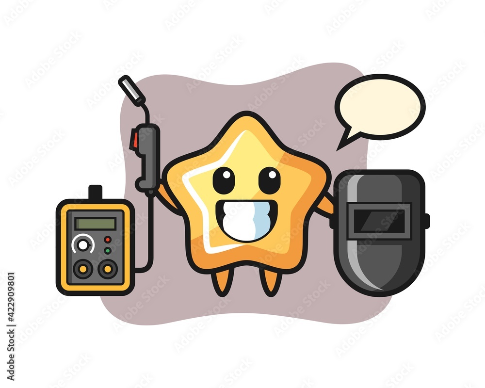 Character cartoon of star as a woodcutter Character cartoon of star as a woodcutter
