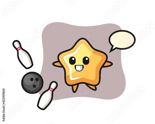 Character cartoon of star is playing volleyball