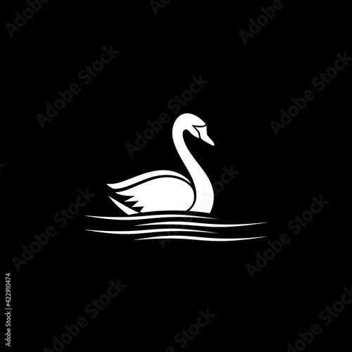 Fototapeta Naklejka Na Ścianę i Meble -  Swan simple icon isolated on dark background