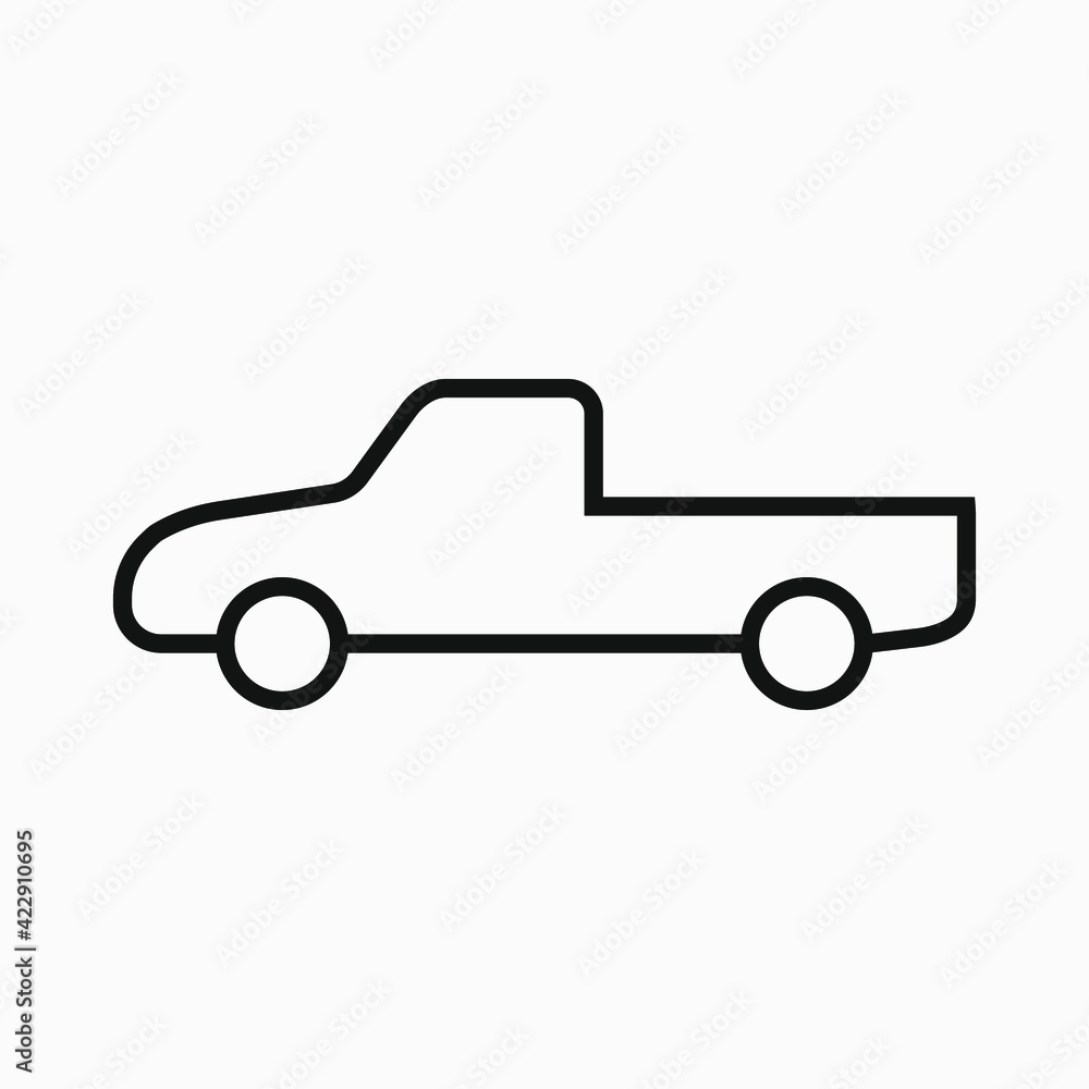 Pickup truck vector line icon. Pickup car pictogram. Pickup truck vector line icon. Pickup car pictogram.