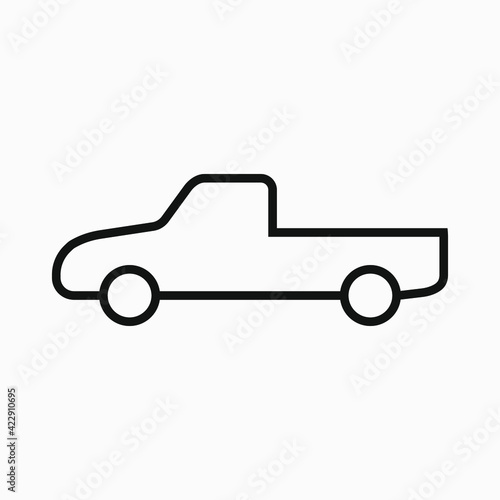 Pickup truck vector line icon. Pickup car pictogram.