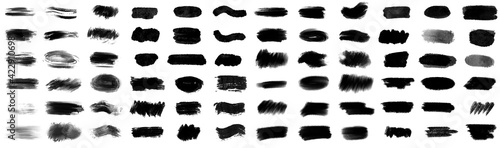 Black watercolor brush set for your design, vector.