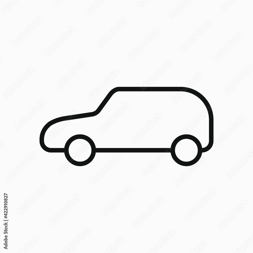 Little city car outline icon. Hatchback car symbol. Car line pictogram.