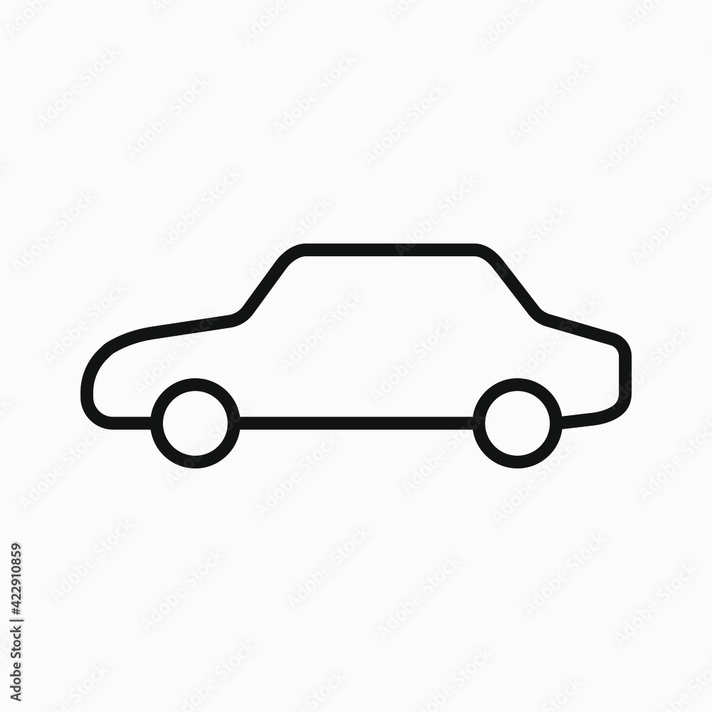 Outline icon of a car. Simple sedan car body type symbol. Line icon of an automobile.