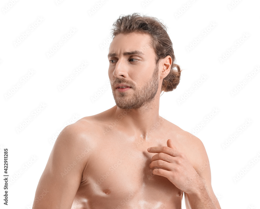 Fototapeta premium Handsome young man on white background