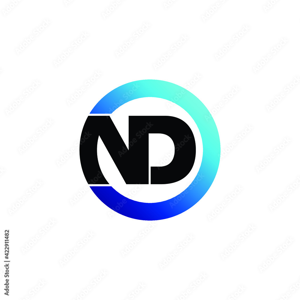 Letter ND circle logo design vector Letter ND circle logo design vector