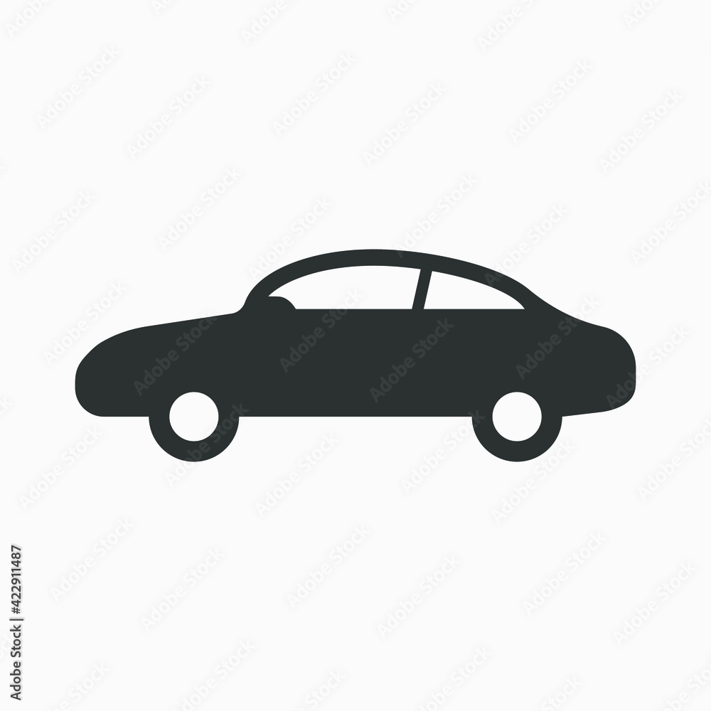 Coupe car icon. The simple icon on a car isolated on white background.