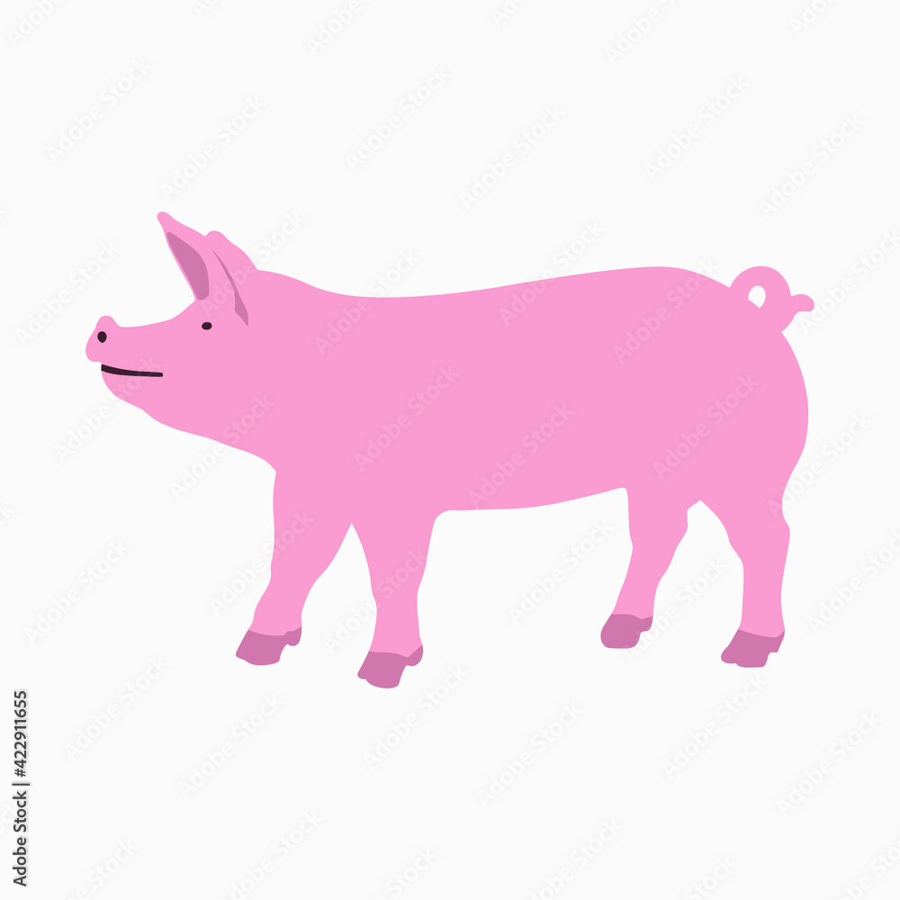 Simple vector illustration of a pig isolated on white background. Cartoon domestic animal illustration. Simple vector illustration of a pig isolated on white background. Cartoon domestic animal illustration.