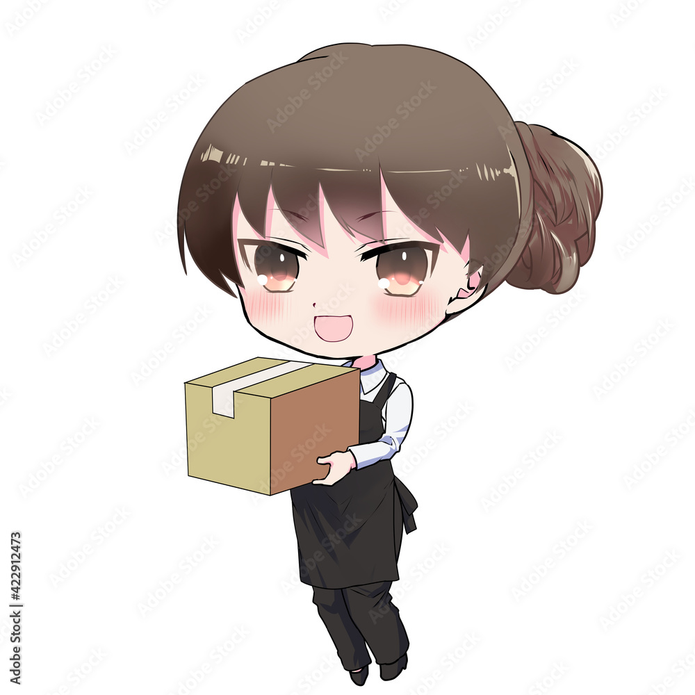 イラスト素材 段ボール箱を持った店員の女性 Stock Illustration Adobe Stock イラスト素材 段ボール箱を持った店員の女性 Stock Illustration Adobe Stock