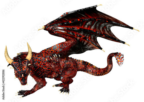 3D Rendering Fairy Tale Dragon on White