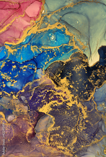 Alcohol ink art.Mixing liquid paints. Modern  abstract colorful background  wallpaper. Marble texture.Translucent colors