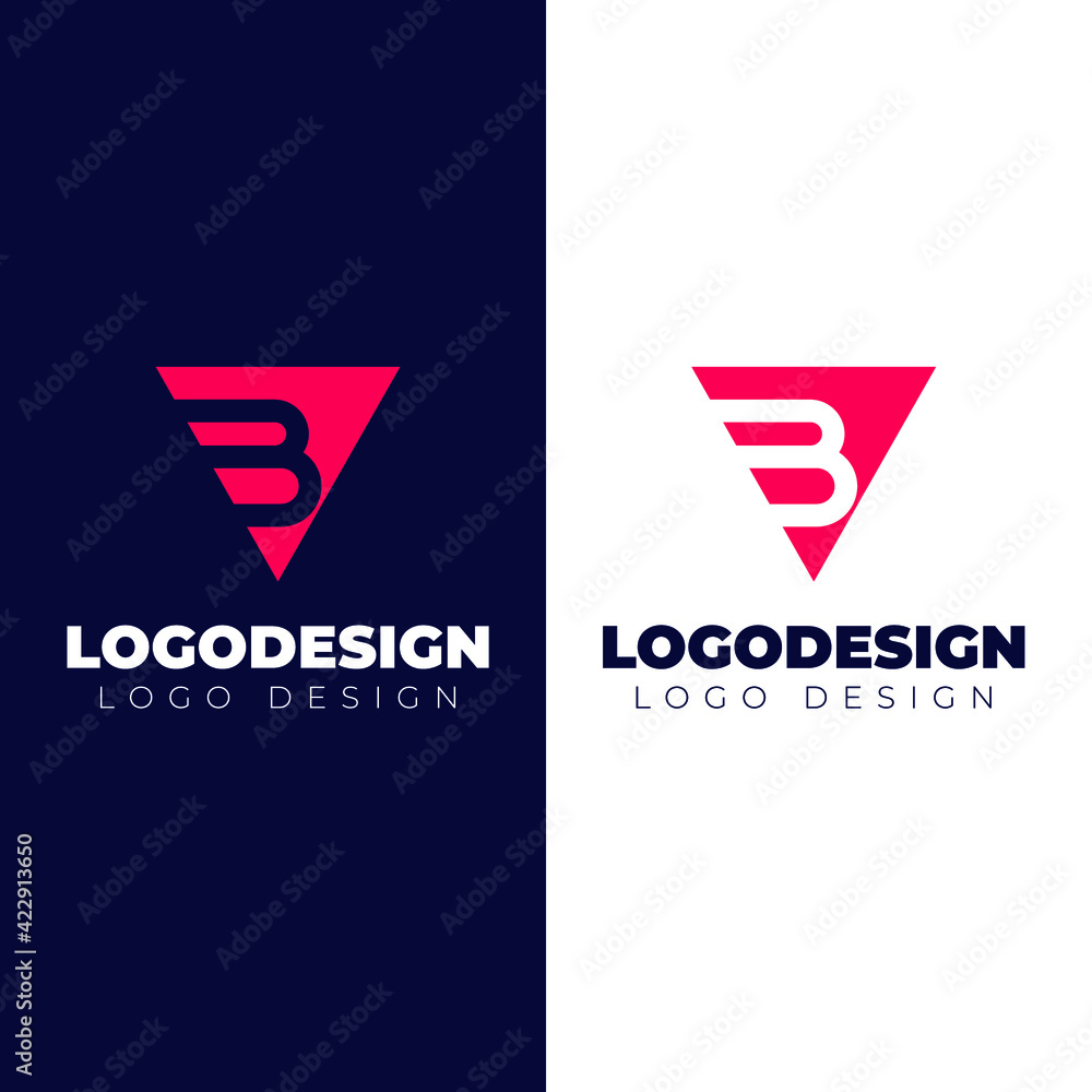 Naklejka premium b letter and triangle logo design creative and minimal logotype vector template