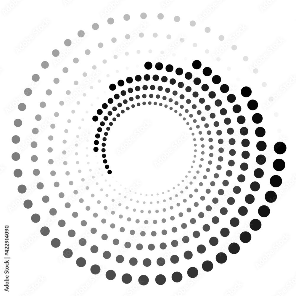 Dotted, dots, circles spiral, swirl, twirl shape element