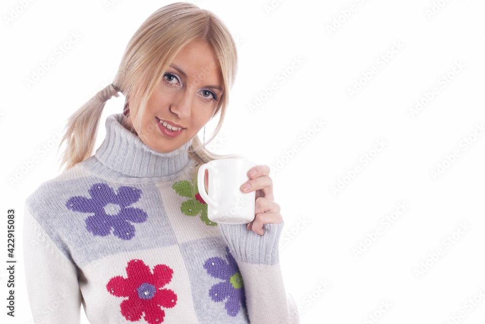 Attractive girl with cup of coffee Attractive girl with cup of coffee