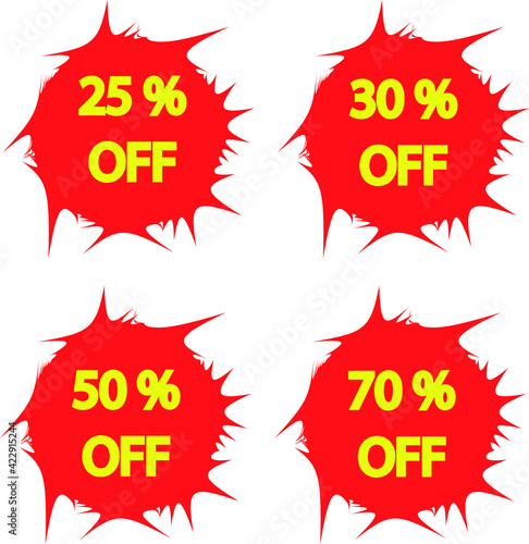 logo, sale icon indicating the percentage of discount on the offered product