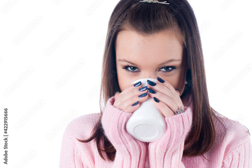 Young attractive woman with a cup