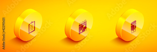 Set Isometric Sport training program, Calendar fitness and Boxing glove icon. Vector