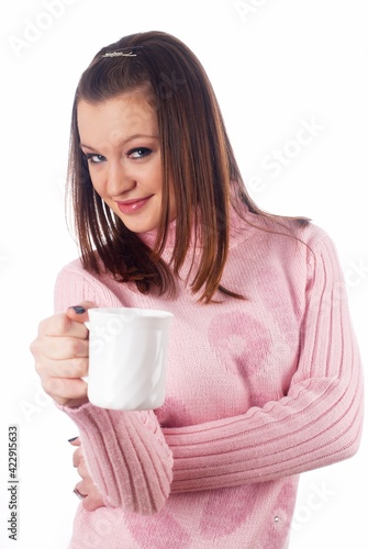 Pretty woman with cup