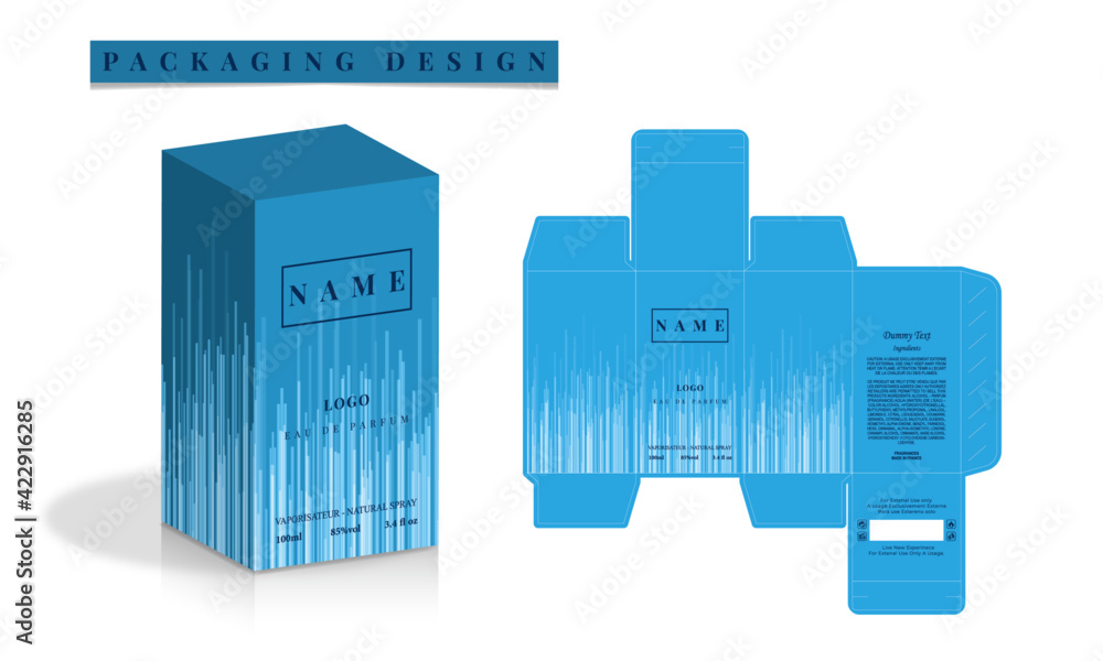 Perfume box design elements, Packaging box design, labels, icons