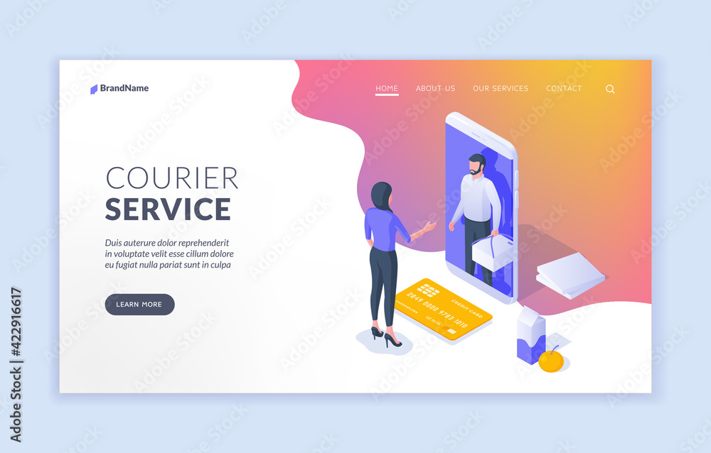 Vector banner for courier service app advertisement Vector banner for courier service app advertisement