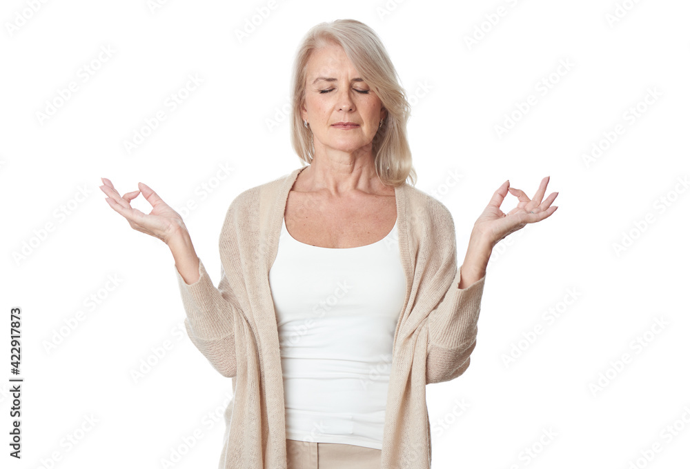 Fototapeta premium Portrait of a senior woman. Old lady isolated on white