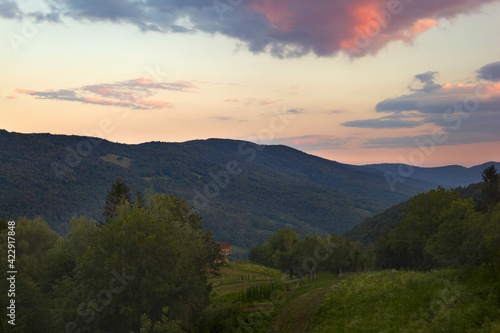 Fototapeta Naklejka Na Ścianę i Meble -  Cloudy sky in the Slovenian mountains