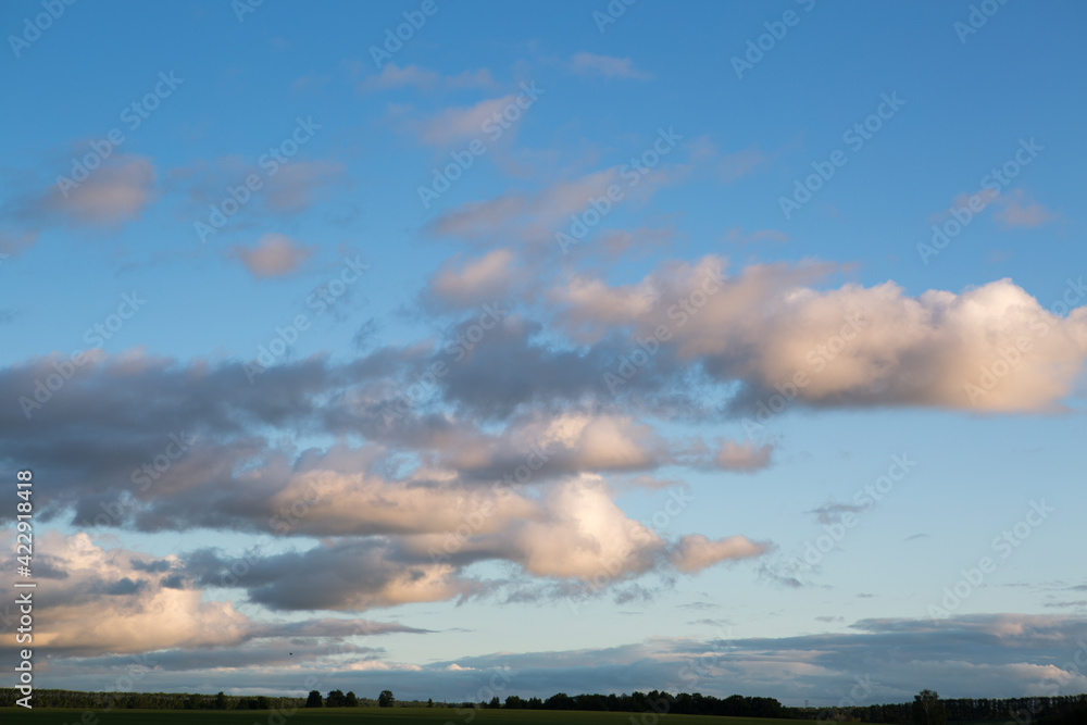 Obraz premium Beautiful textured sky with clouds at sunset