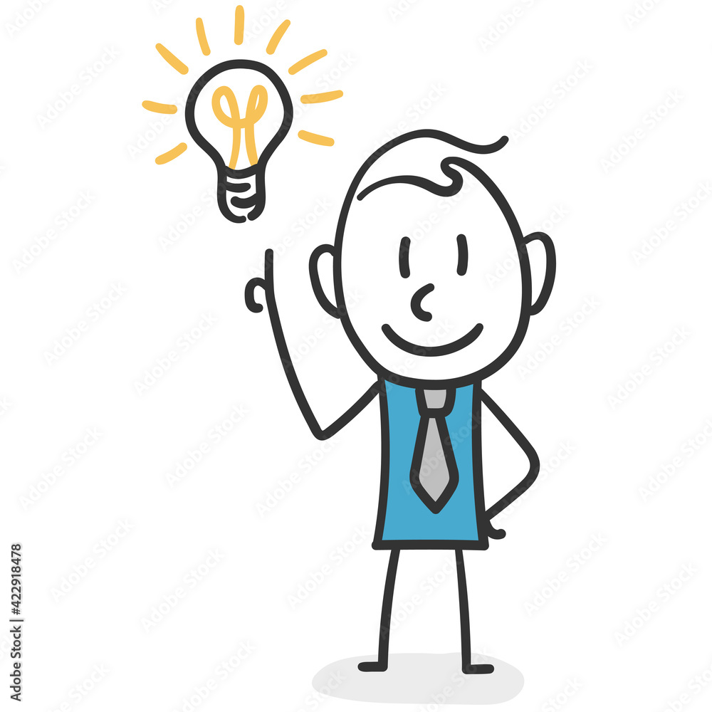 Stick man have an idea. Concept of successful and smart stick man creator of new ideas Stick man have an idea. Concept of successful and smart stick man creator of new ideas