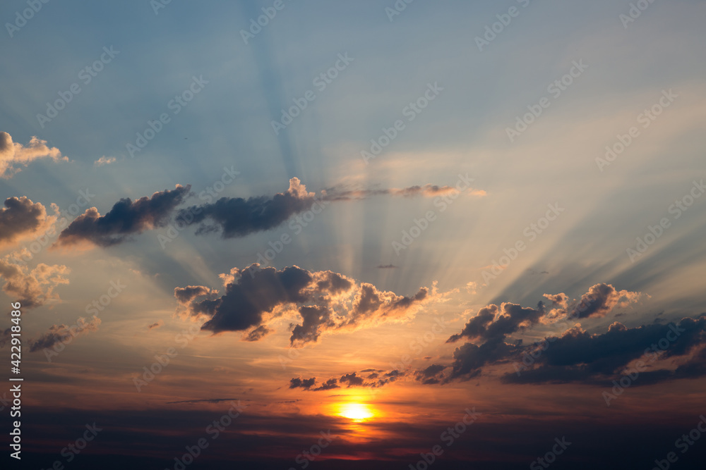 Beautiful textured sky with clouds at sunset Beautiful textured sky with clouds at sunset