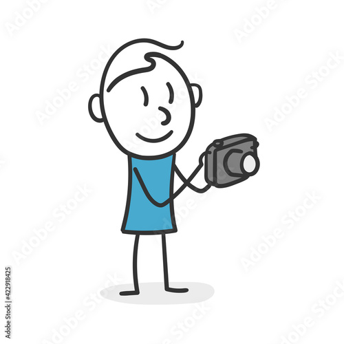 Stick man photography. Inspired stick man concept with a camera in hand