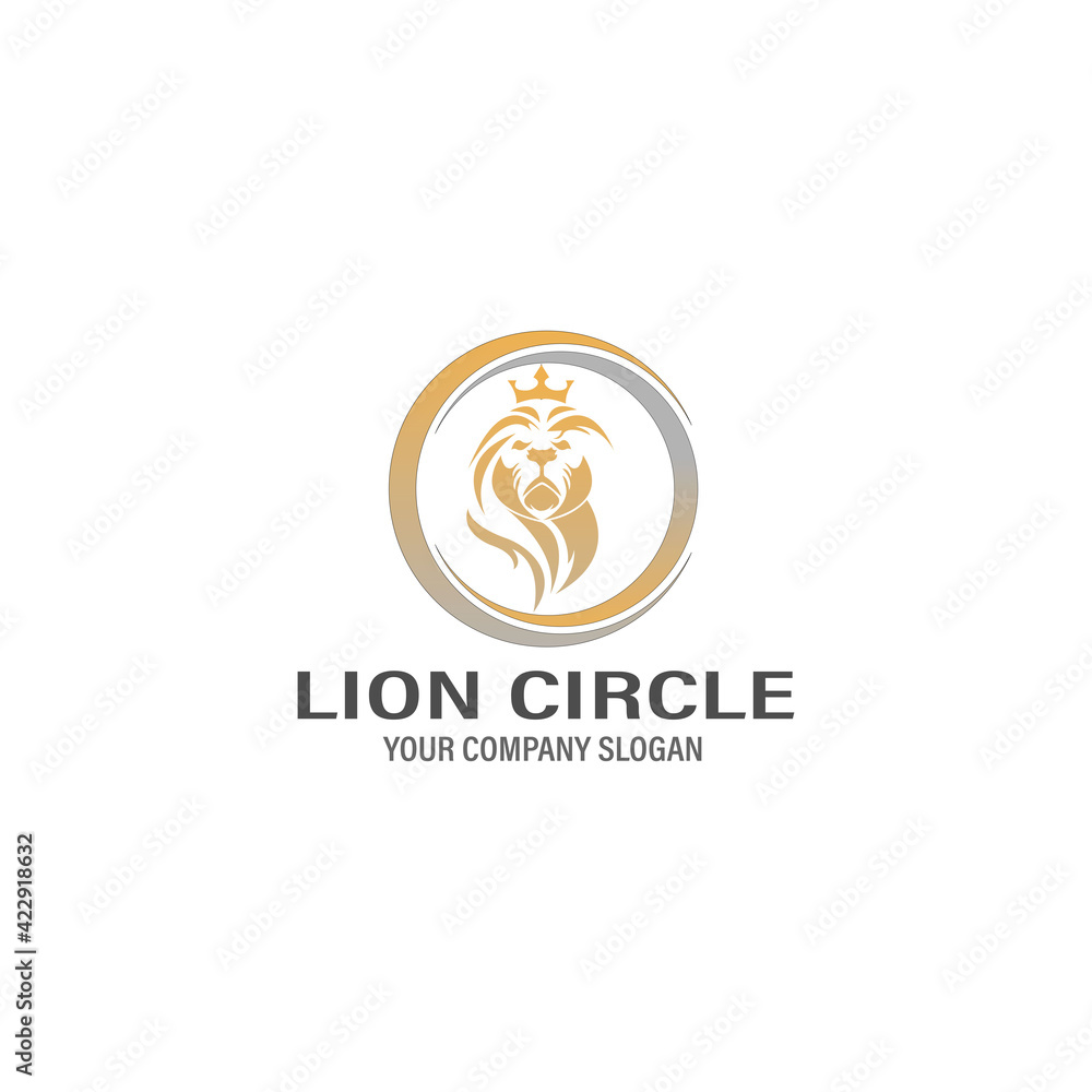 Circle Lion Head Logo Designs  Logo Golden Royal Premium Elegant Design