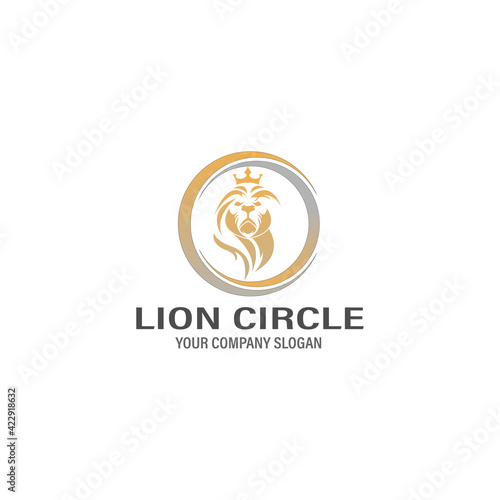 Circle Lion Head Logo Designs  Logo Golden Royal Premium Elegant Design