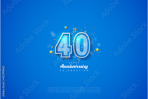40th Anniversary with illustration of numbers and pictures.