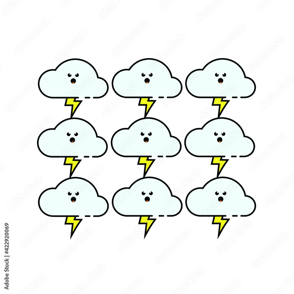 Cute nine lightning cloud Illustration. kids wallpaper. pattern. modern simple vector icon, flat graphic symbol in trendy flat design style. lockscreen Cute nine lightning cloud Illustration. kids wallpaper. pattern. modern simple vector icon, flat graphic symbol in trendy flat design style. lockscreen