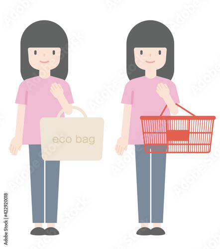 エコバッグを持つ女性