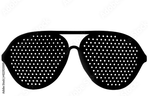 anti fatigue spectacles with pin holes on a white background, front image