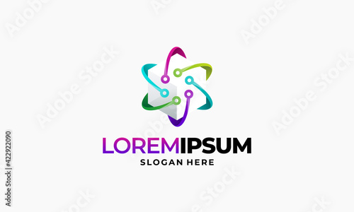 Modern Technology Box logo designs concept vector  Pixel Box logo designs  Cube logo