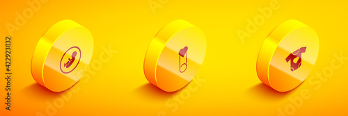 Set Isometric Baby, clothes pin and icon. Vector