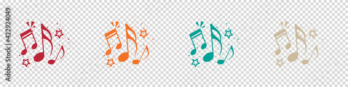 Music Notes Concept - Colorful Vector Illustrations Isolated On Transparent Background