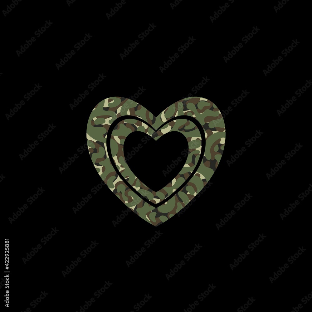 Army heart logo isolated on dark background Army heart logo isolated on dark background