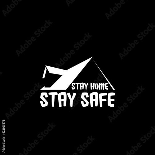 Stay home stay safe icon isolated on dark background