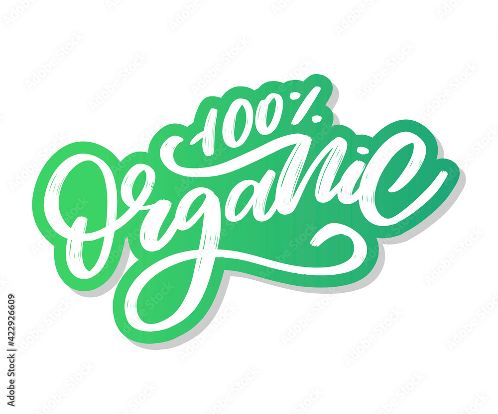 Organic brush lettering. Hand drawn word organic with green leaves. Label, logo template for organic products, healthy food markets. Organic brush lettering. Hand drawn word organic with green leaves. Label, logo template for organic products, healthy food markets.