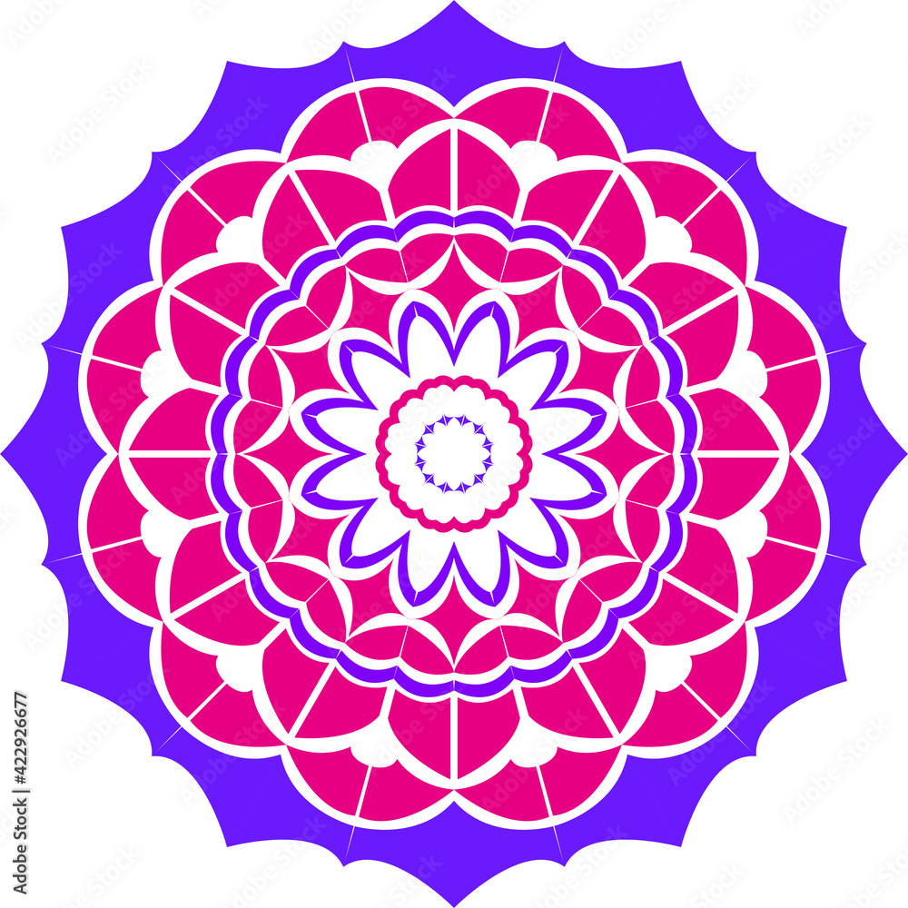 Mandalas for coloring book,Round gradient mandala on white isolated background. Mandala with floral patterns. Yoga template,