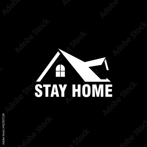 Stay home stay safe icon isolated on dark background