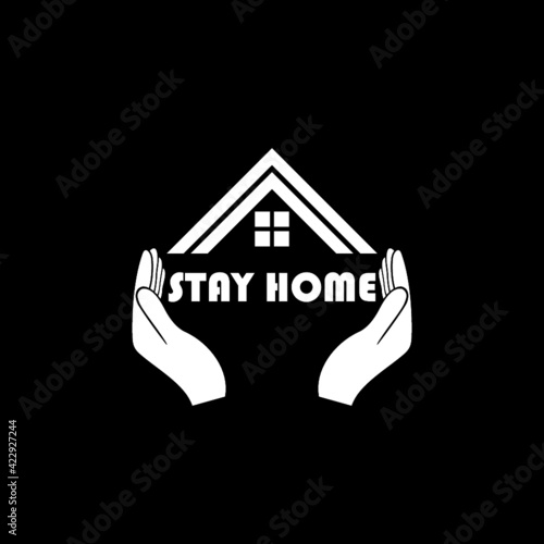 Stay home stay safe icon isolated on dark background