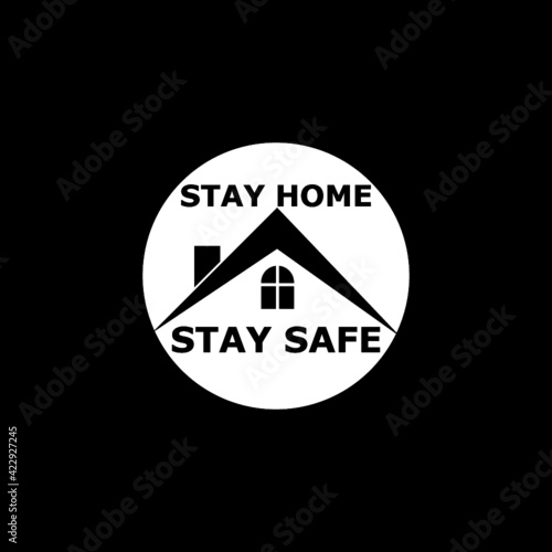 Stay home stay safe icon isolated on dark background