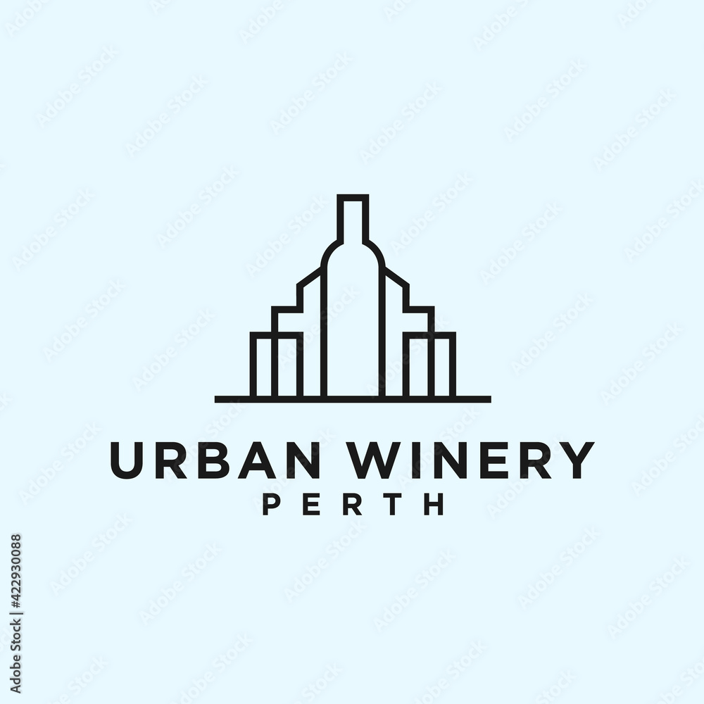 abstract city logo. wine icon