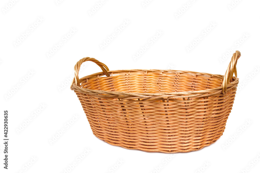 Fototapeta premium Bamboo basket on white background.
