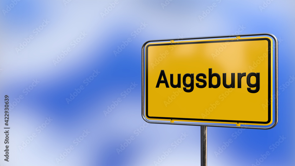 City of Ausgsburg realistic 3D yellow city sign illustration.